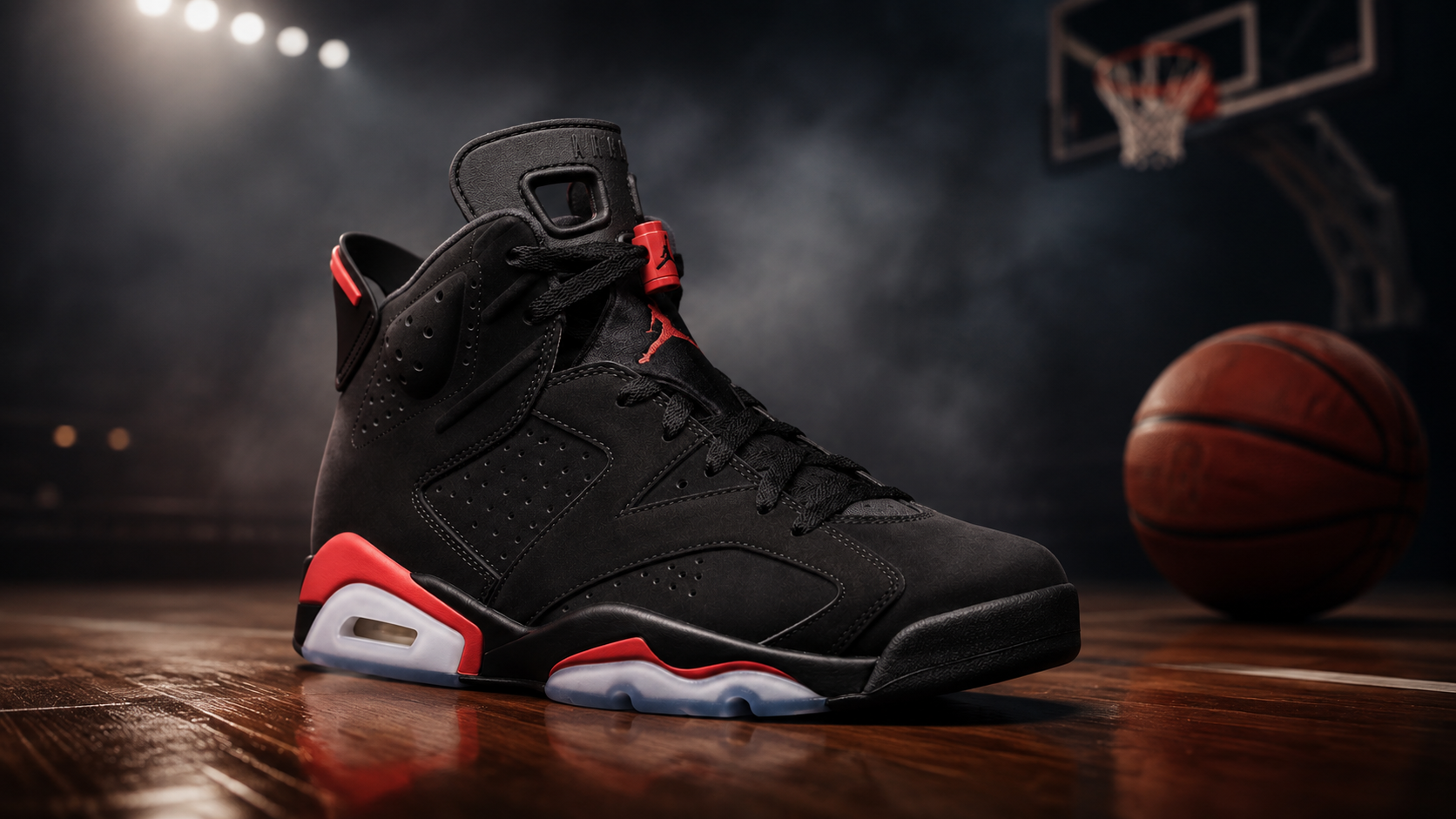 Air Jordan 6 в баскетбольной editorial-сцене