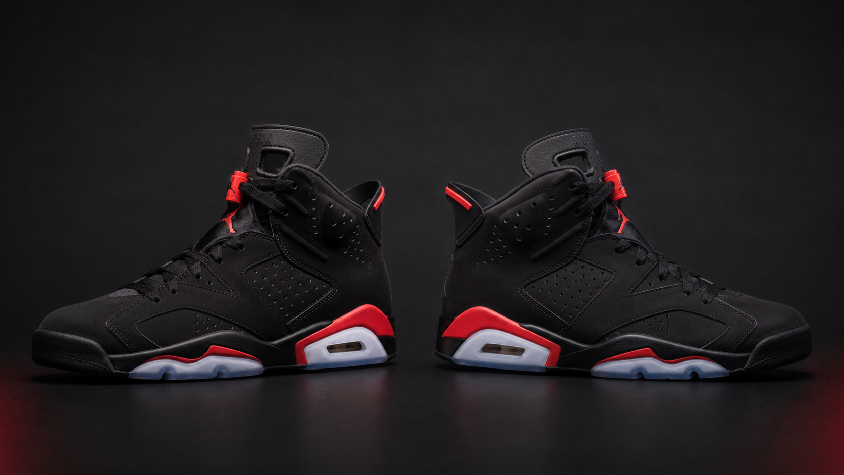 Две версии Air Jordan 6 для визуального сравнения формы и деталей