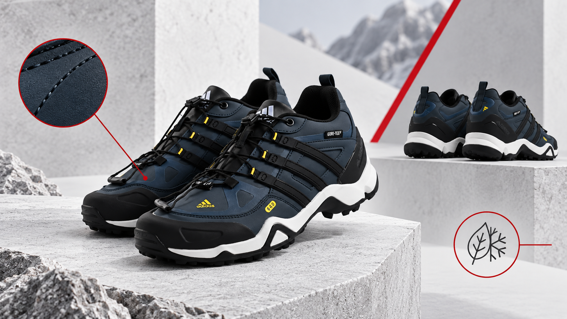 Adidas Terrex арт. 44133, синяя модель с кожаным верхом