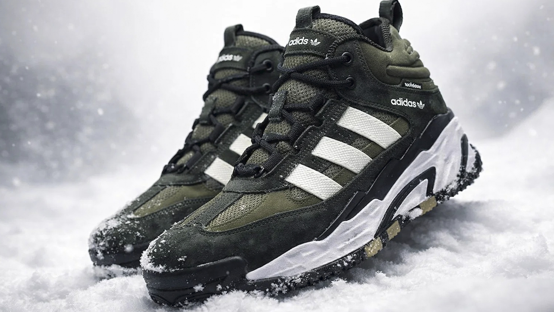 Зимние кроссовки Adidas Niteball зеленого цвета для мужчин